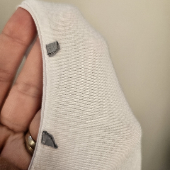 White chiffon lined in stretch knit drop shoulder round neck blouse top M US - Picture 4 of 6